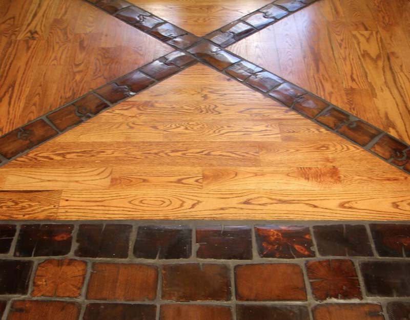 White Oak Floor with Antique Paver Design